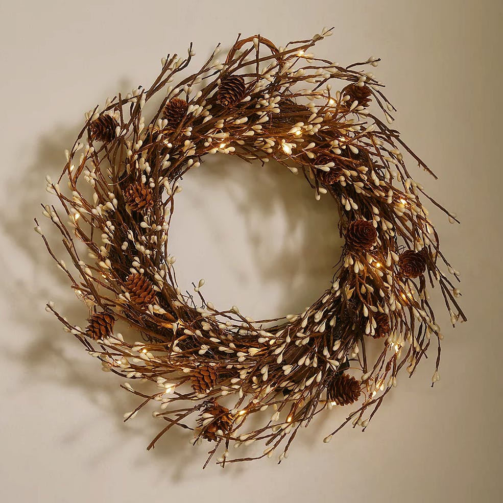 The White Company Autumn Pre Lit Pinecone Wreath, £70
