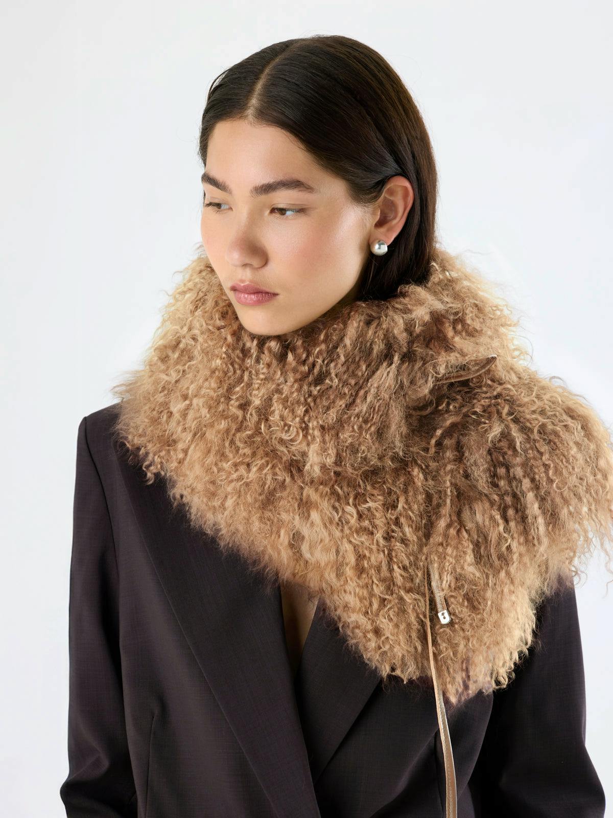 Gushlow & Cole Mongolian Shearling Shawl Scarf, £265