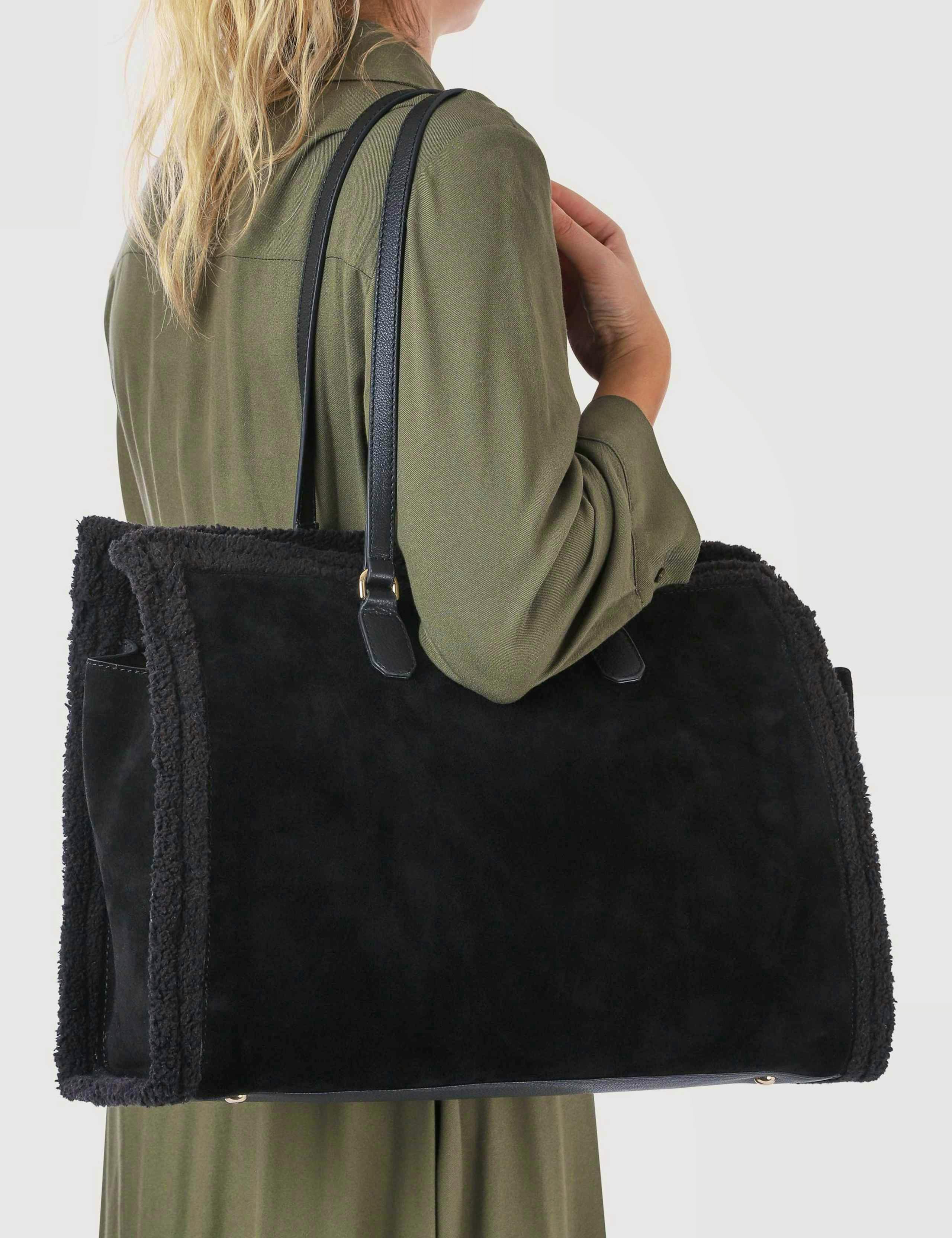 M&S Leather Fur Trim Shoulder Bag, £120