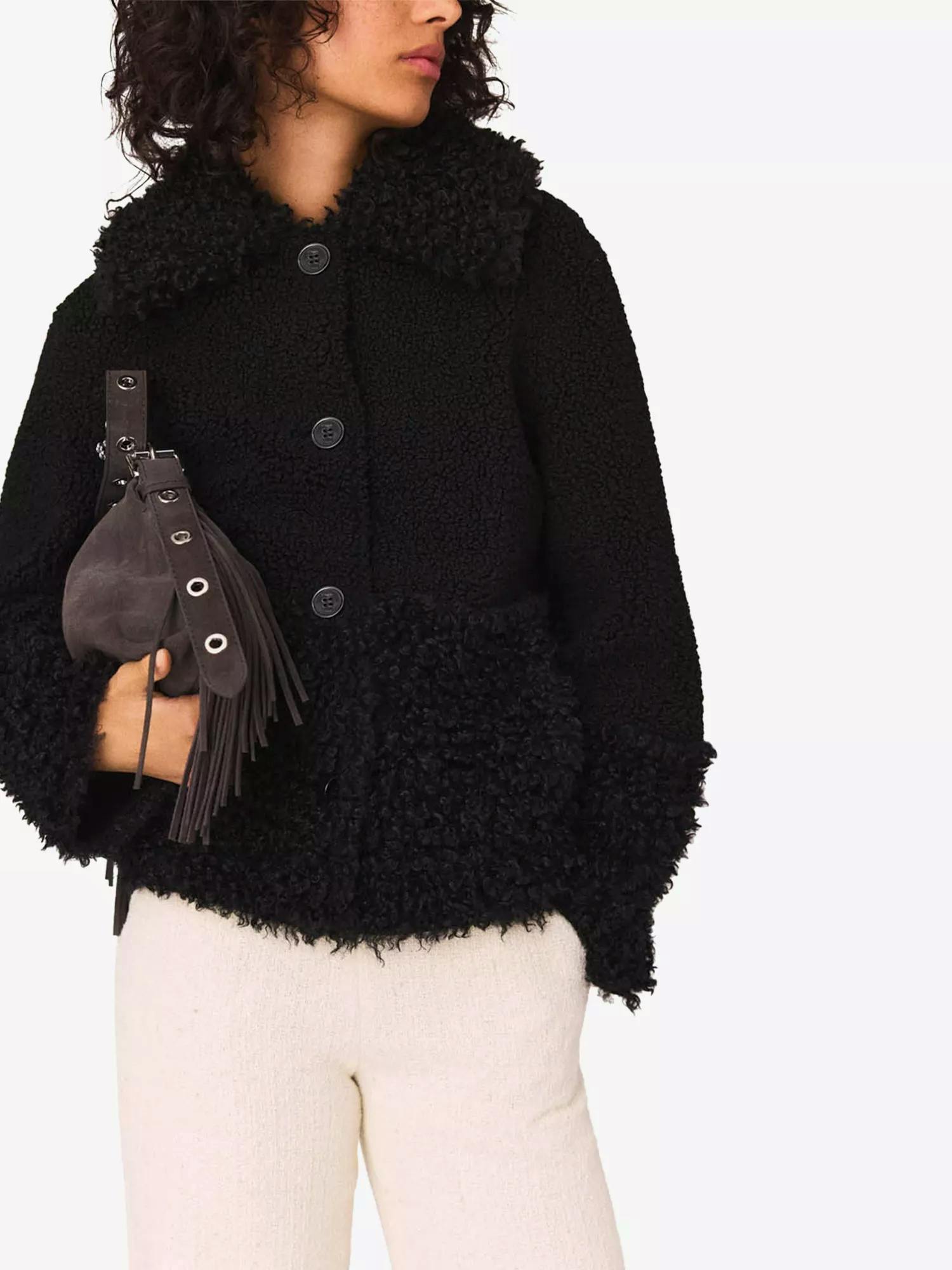 Maje Collar Long-Sleeve Regular-Fit Faux-Shearling Jacket, £449