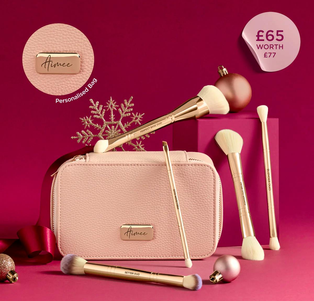 Sculpted By Aimee Christmas Gift Sets Personalised Brush Edit Make Up Bag