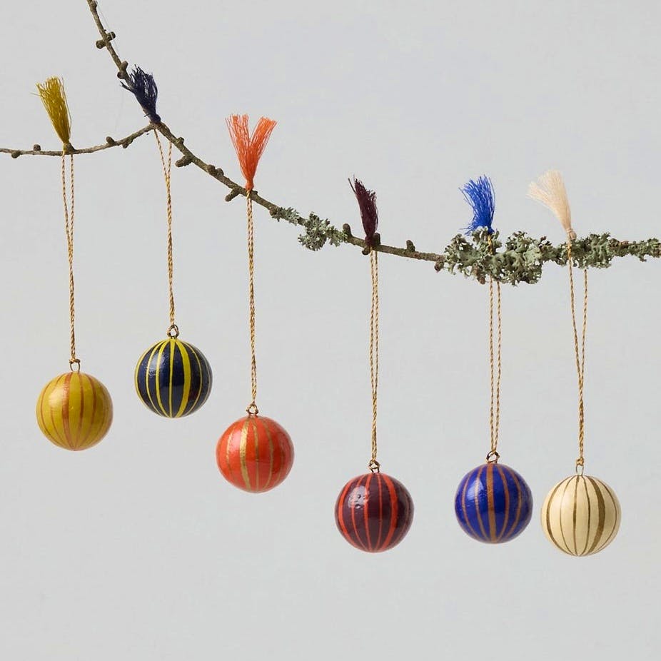 Toast Mini Hand Painted Bauble Set, £25