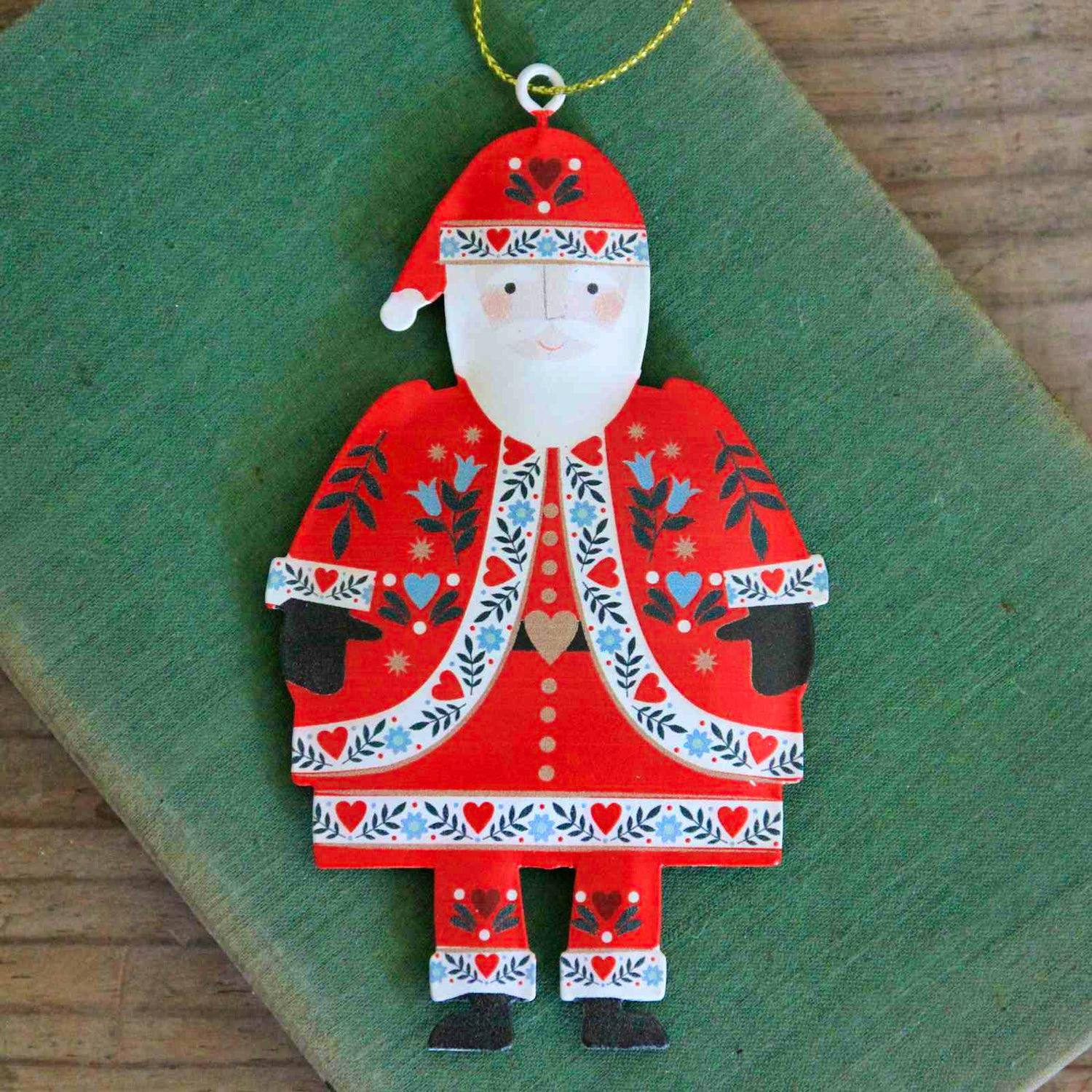 Closet & Botts Floral Folk Tin Santa Decoration, £3.99