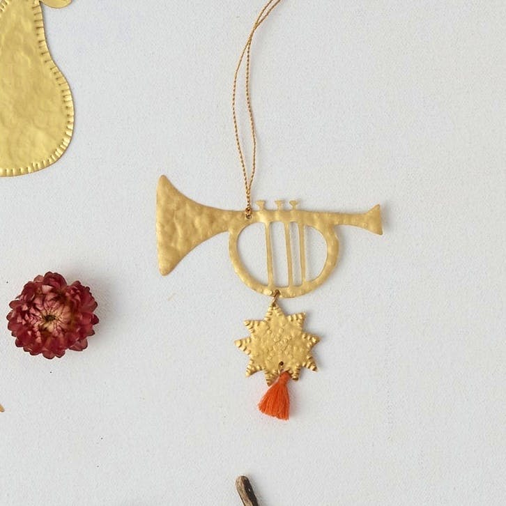 Toast Hammered Metal Trumpet Decoration, £15