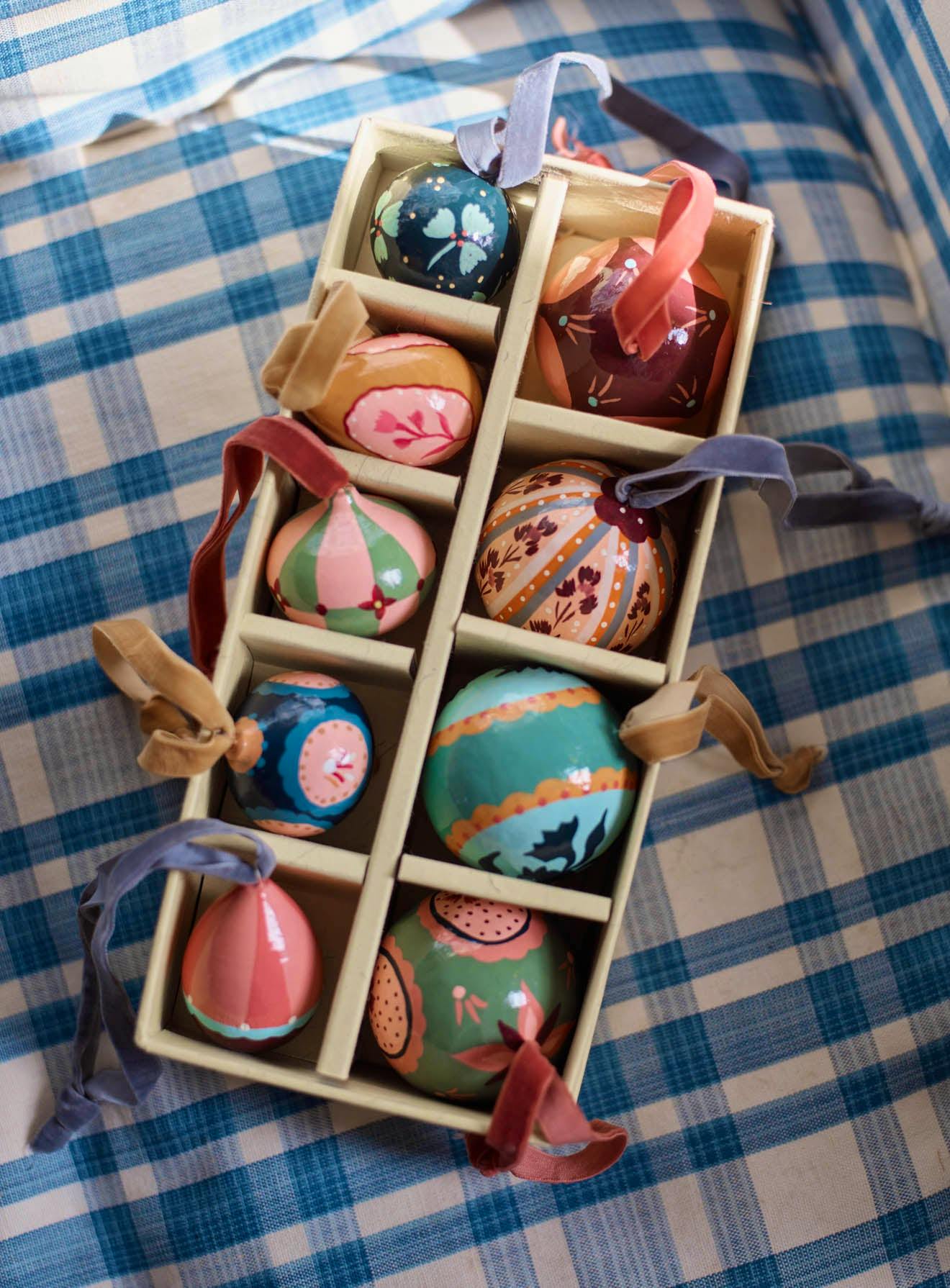 Rowen & Wren Hand Painted Decorations, Set of Nine, £48