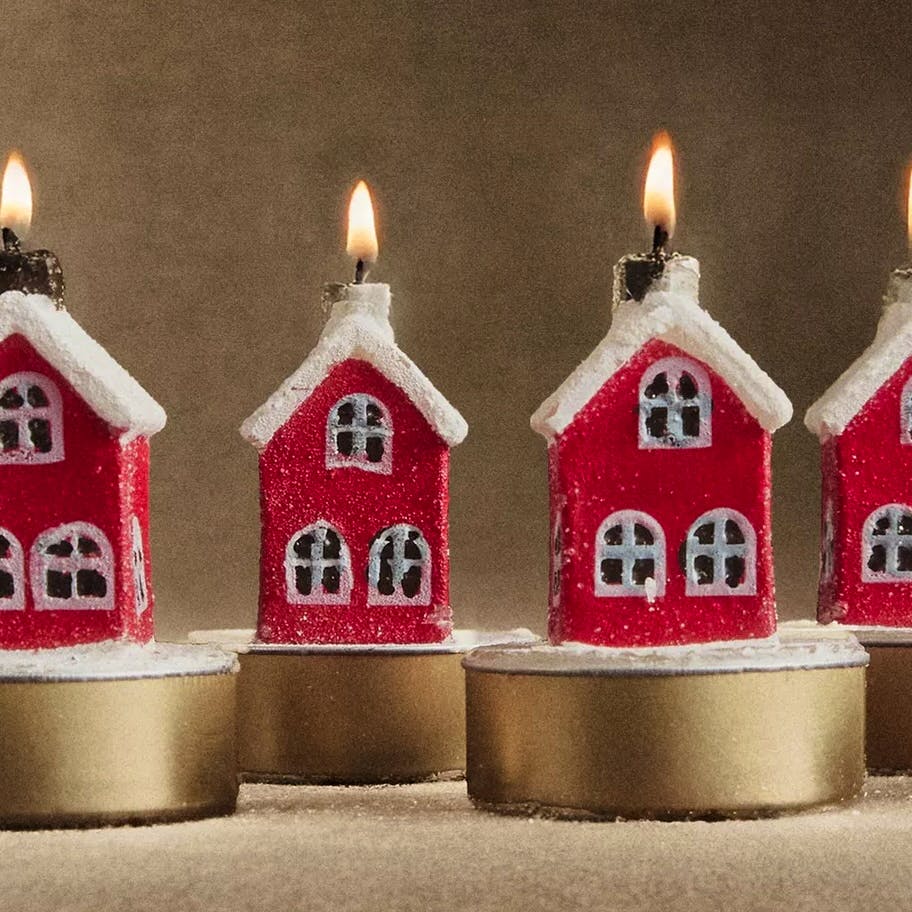 Zara Home Pack Of Mini Christmas House Candles (Pack Of 6), £10.99