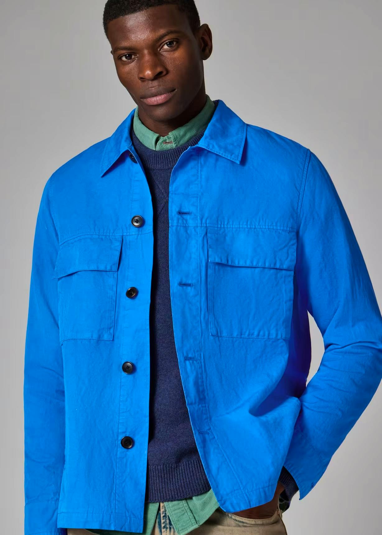 Cobalt Blue Cotton-Linen Overshirt £425