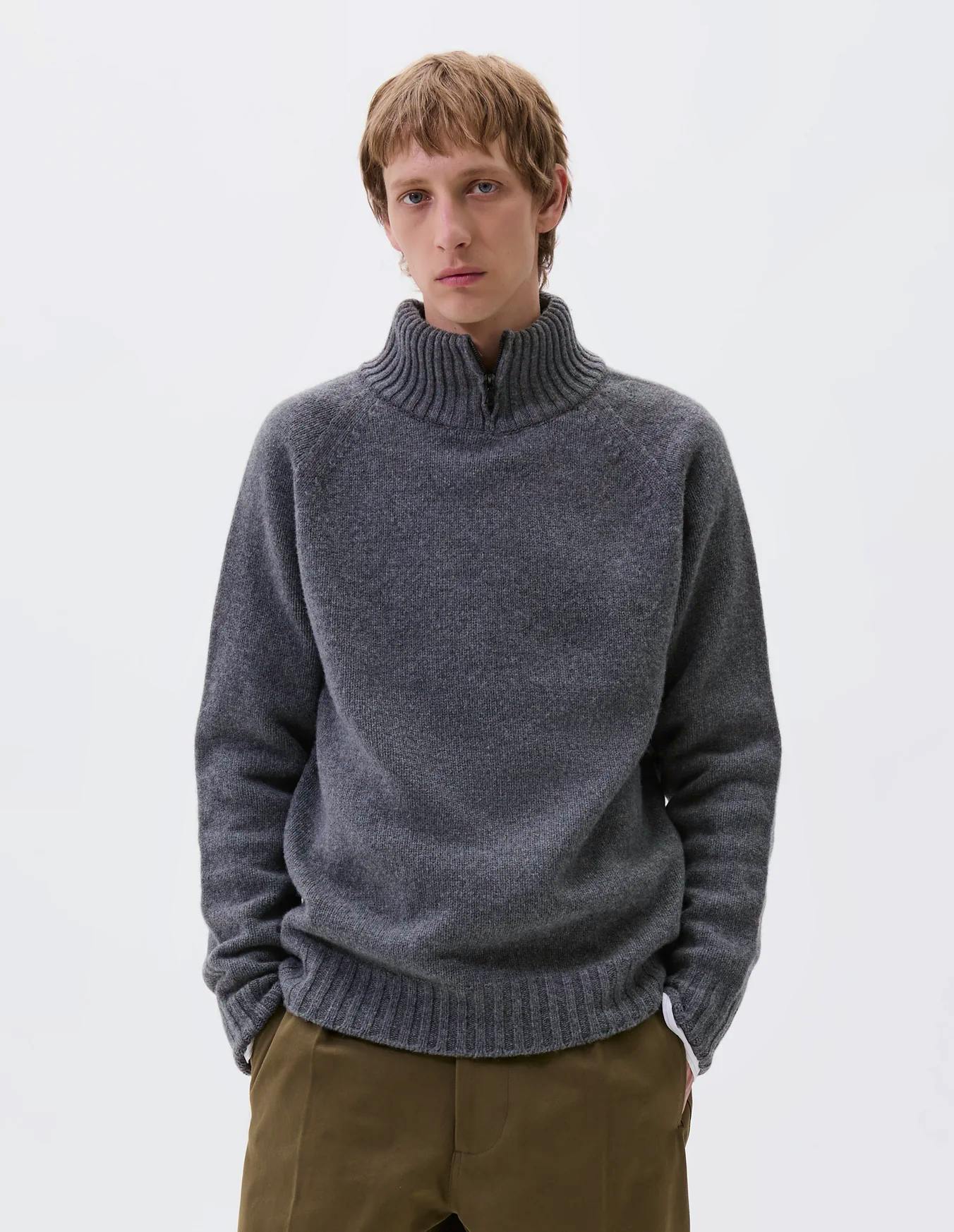Zip Mock Necksoft Spun Wool Cashmere £450