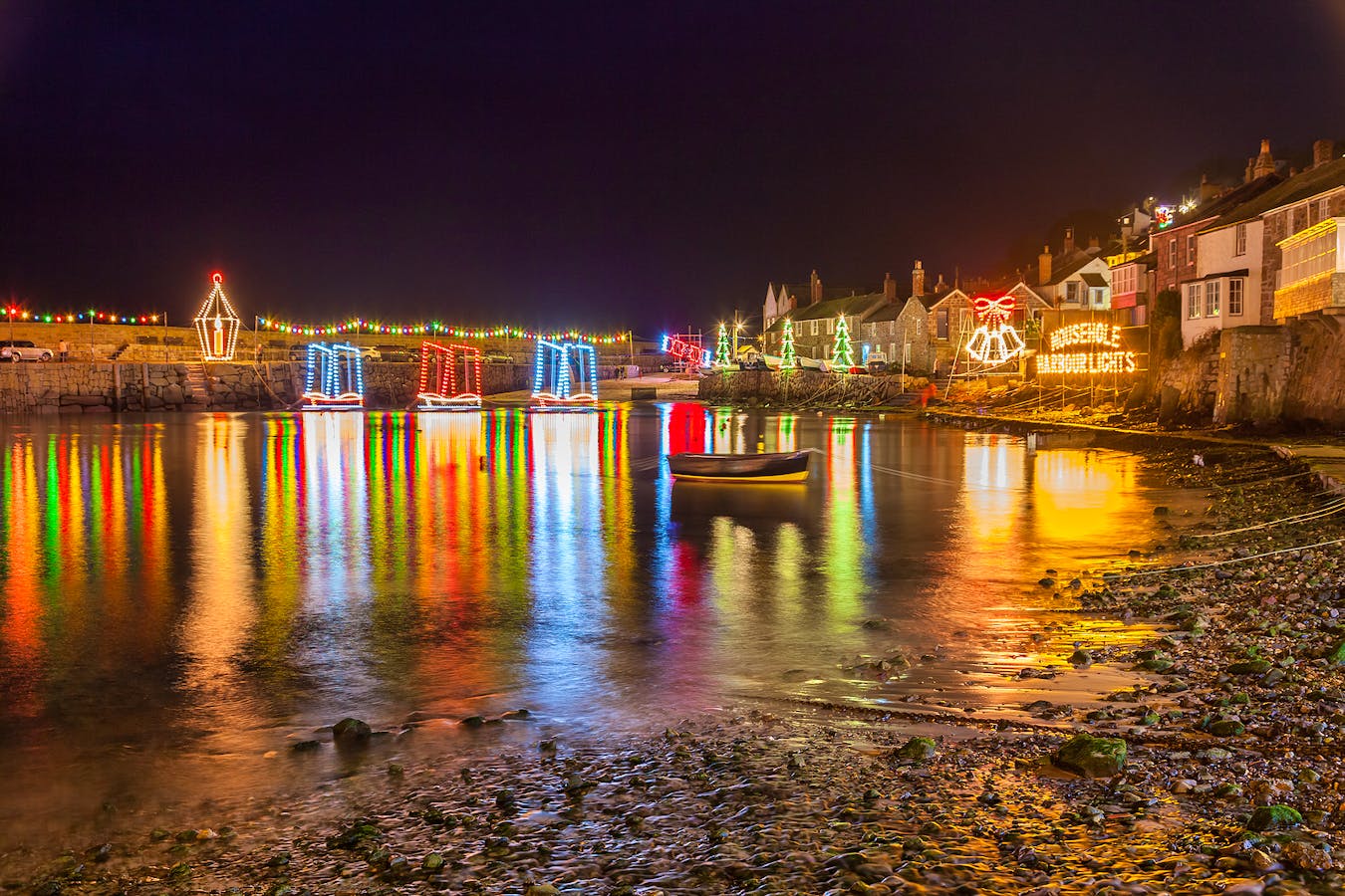 Christmas-Lights In Mousehole Cornwall