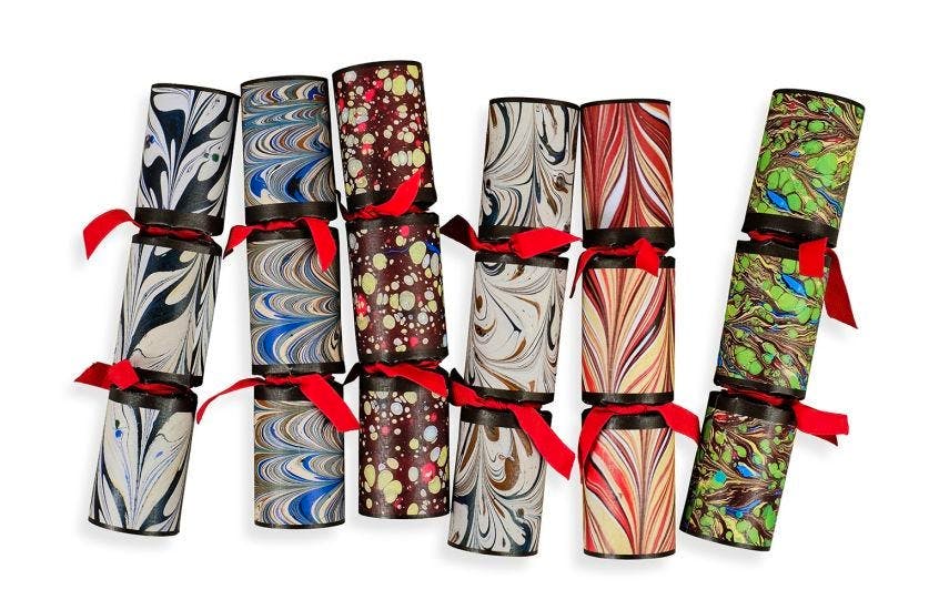 Marble Christmas Crackers Mixed Set Of 6