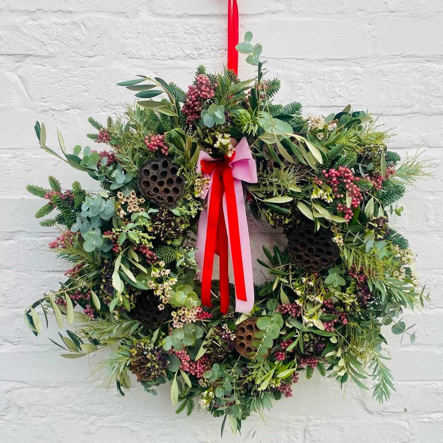 Wyld & Green Winter Warmer | Fresh Christmas Door Wreath, £75