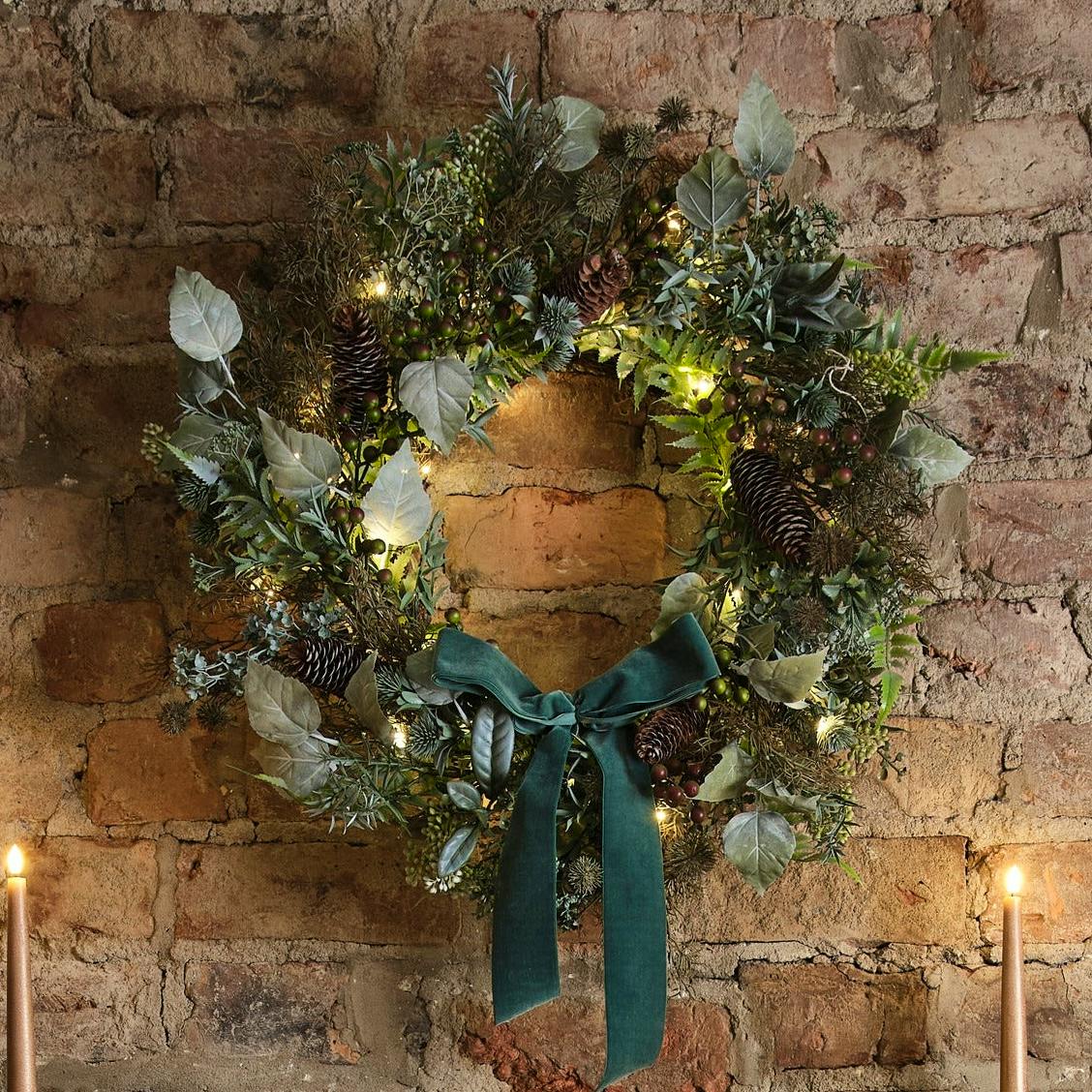 Lights 4 Fun 60cm Pre Lit Autumn-Winter Ribbon Wreath, £44.99 (Was £99.99)