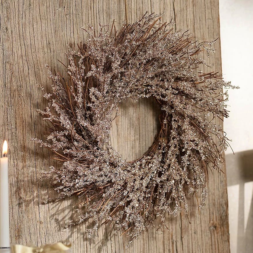 The White Company 45cm Frosted Glitter Wreath, £50