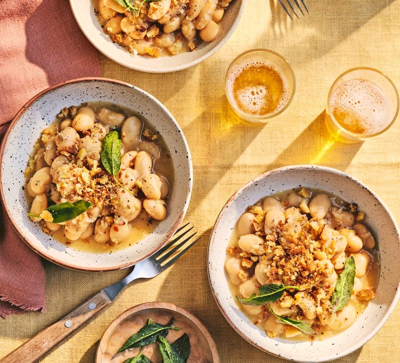 Butter Bean Stew With Crispy Sage And Sourdough Breadcrumbs