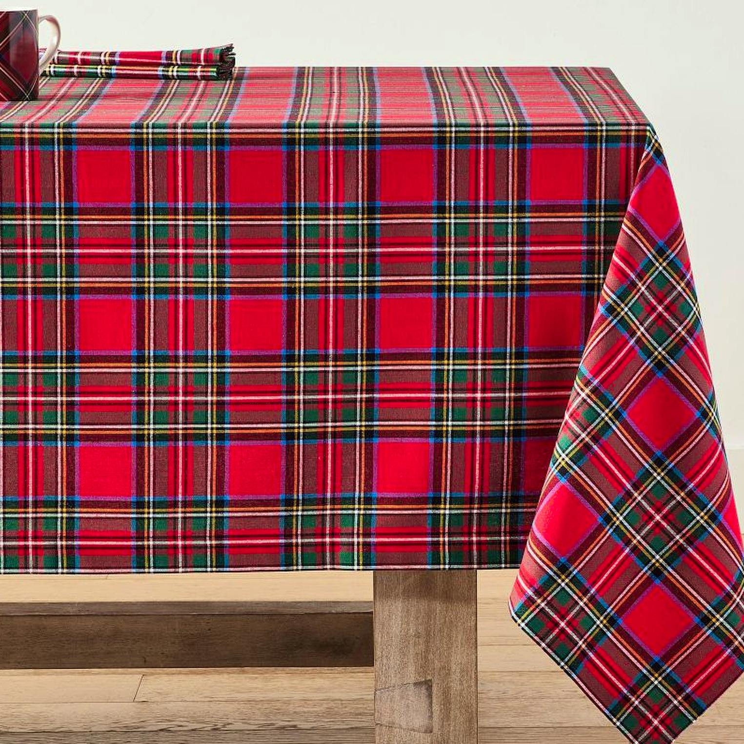 Pottery Barn Stewart Plaid Cotton Rectangular Tablecloth, £139