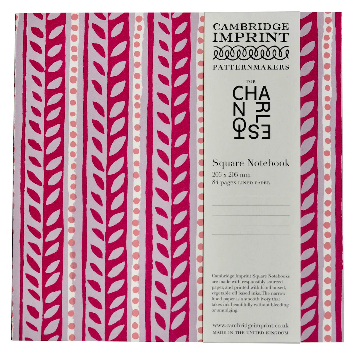 Cambridge Imprint Square Notebook with Lined Paper in Charleston Border, £11.75