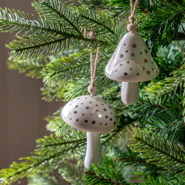 Dunelm Nordic Noel Pack of 2 Hanging Mushroom Decorations, £12