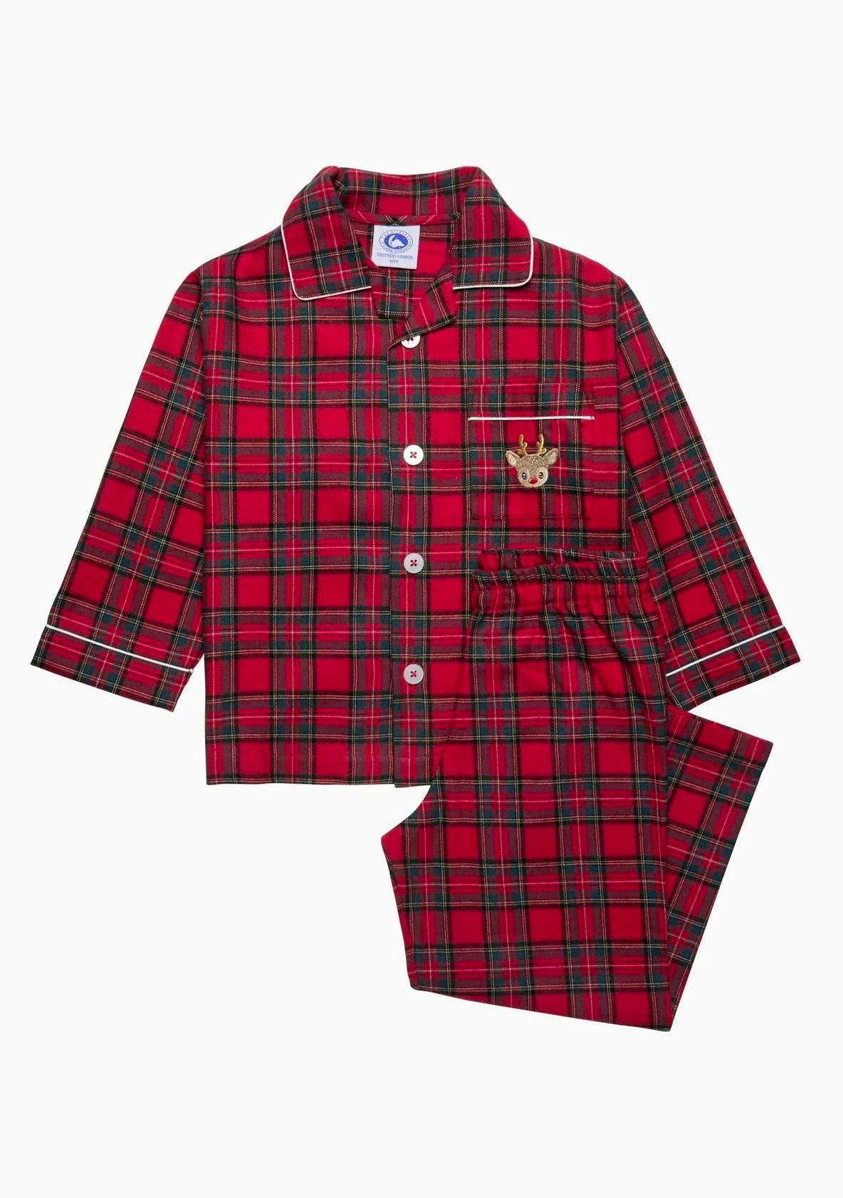Trotters Cosy Tartan Reindeer Pyjamas, £64