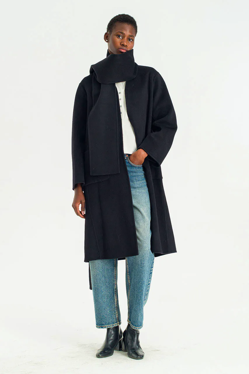 Olive Still Belted Seamless Coat, Black, £329
