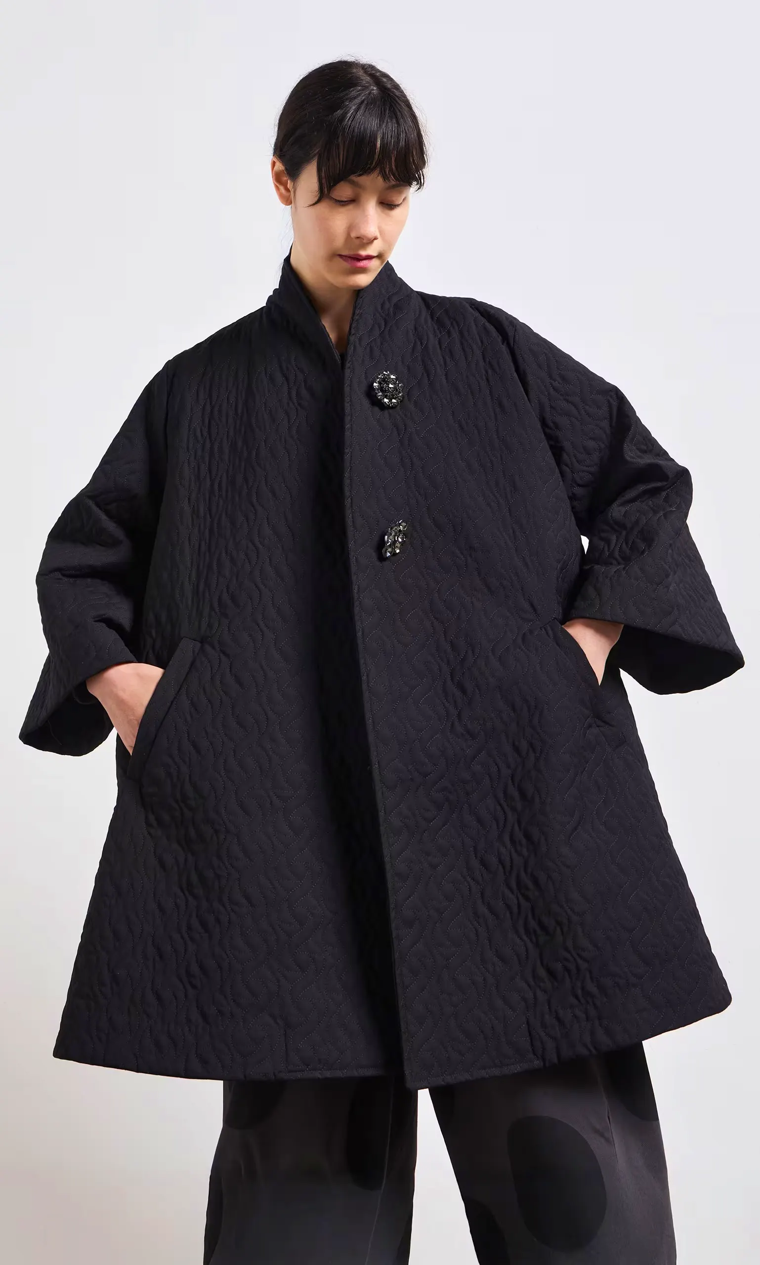 Plumo Quilted Coat With Brooches, £489