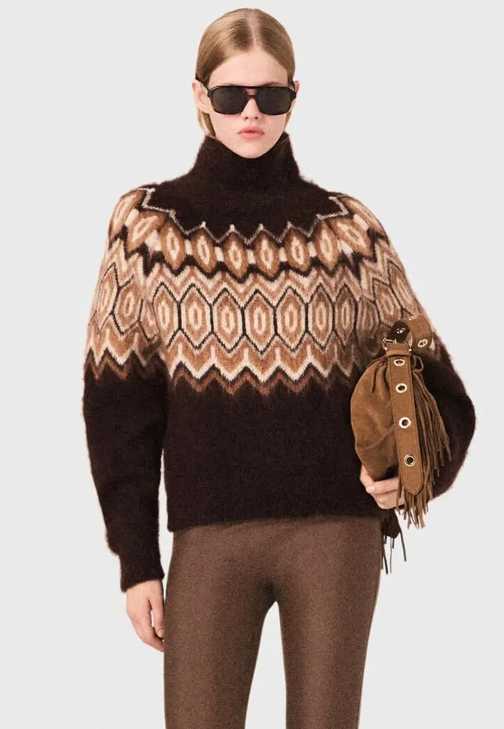 Maje Fair Isle High Neck Jumper, £263