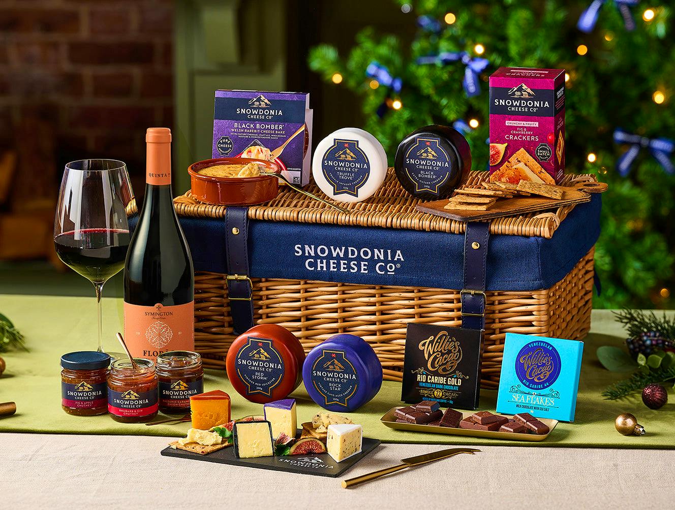 Christmas Cheese Selection & Wine Wicker Hamper