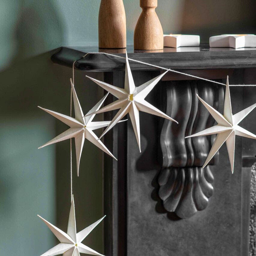 Garden Trading Maddox Christmas Star Garland Warm White, £26, Now £18.20