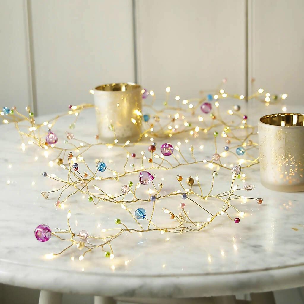 Not On The High Street Pastels And Gold Crystal Cascade LED Garland, £22.75