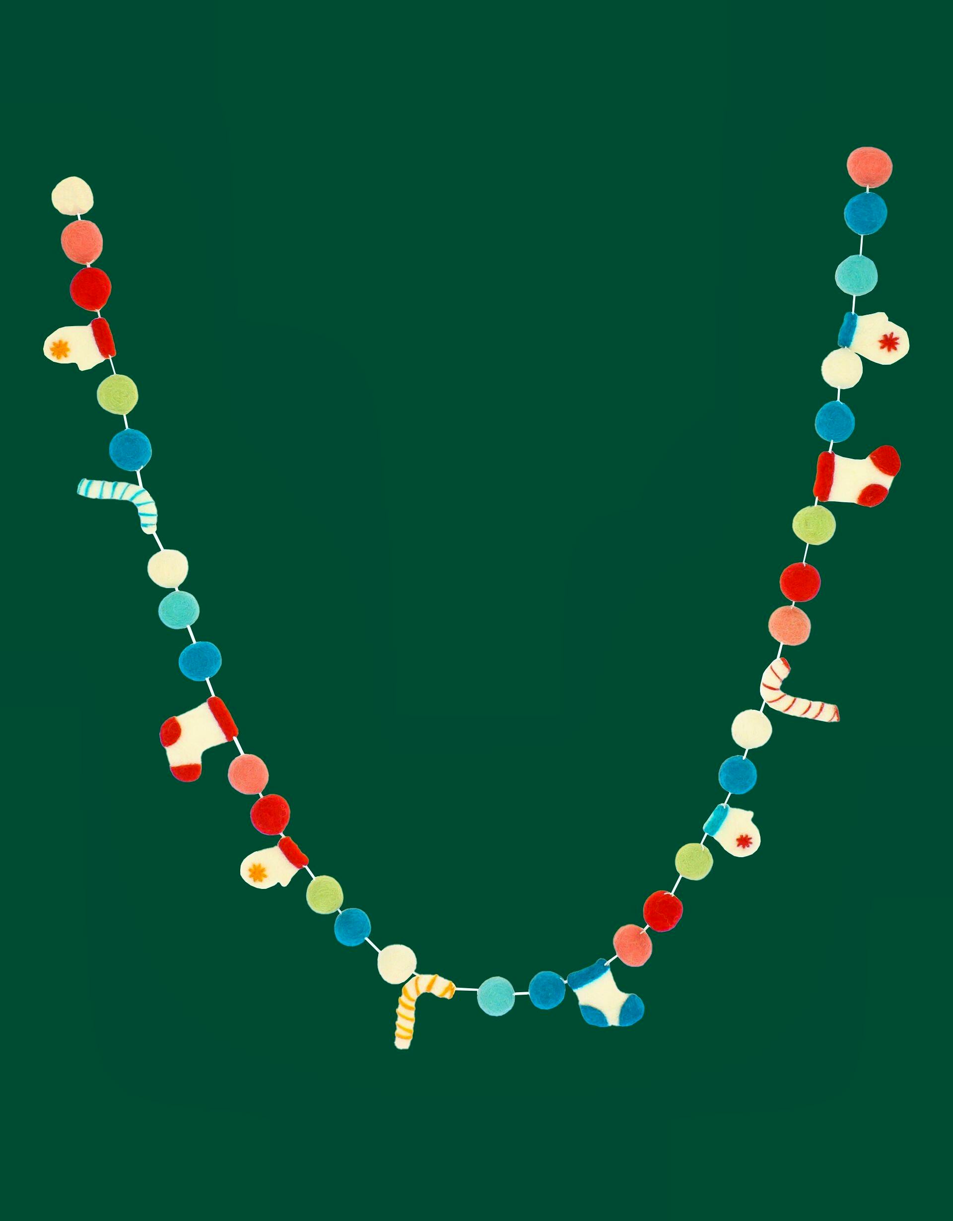 Monsoon Fiona Walker Felt Candy Cane Christmas Garland, £22.95