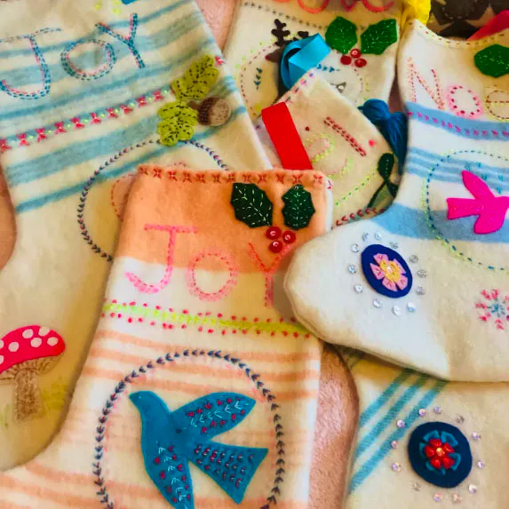 Shirley McLauchlan Christmas Stockings, from £165