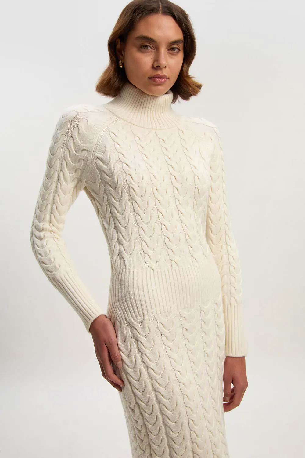 Karen Millen Cable Knit Funnel Neck Maxi Dress, £139