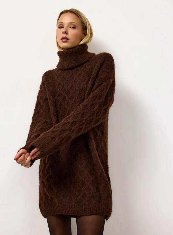 Tu at Sainsburys Roll Neck Cable Knitted Dress, £24