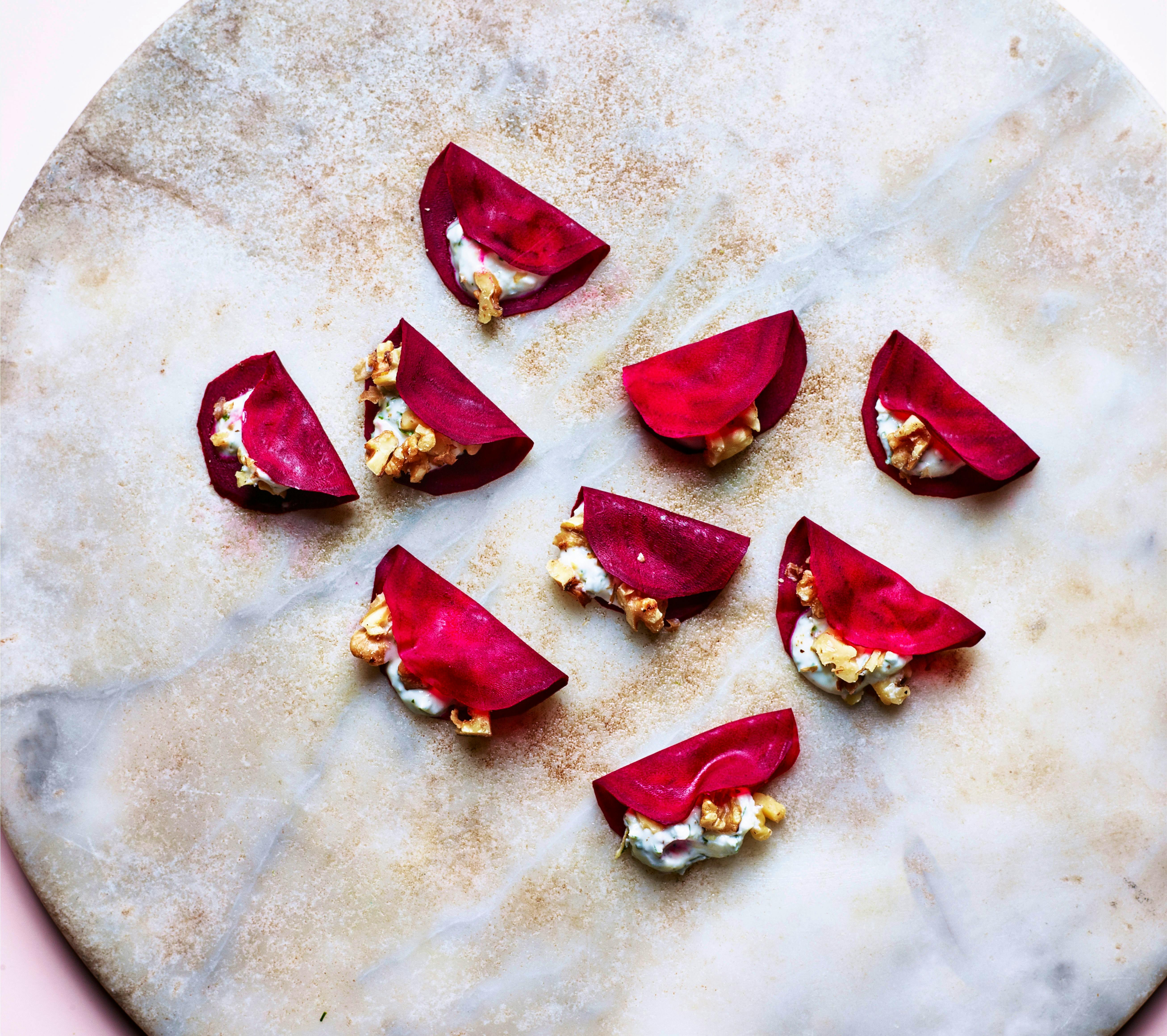 Pickled Beetroot Mini Tacos With Goat’s Cheese