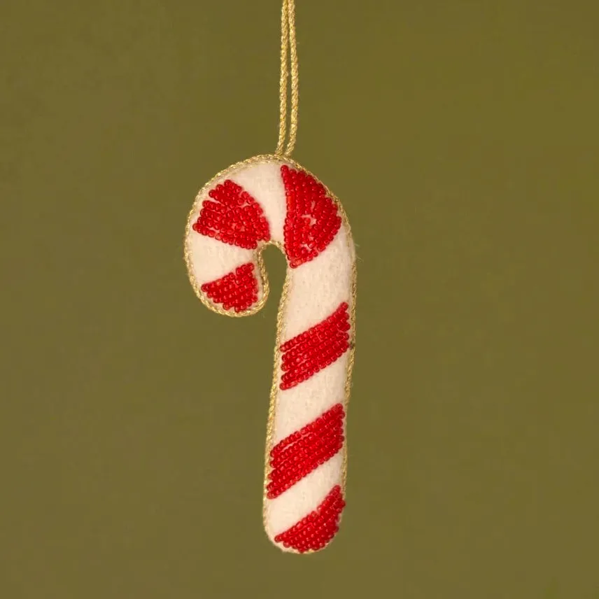Highbury Beaded Candy Cane Hanging Decoration £8