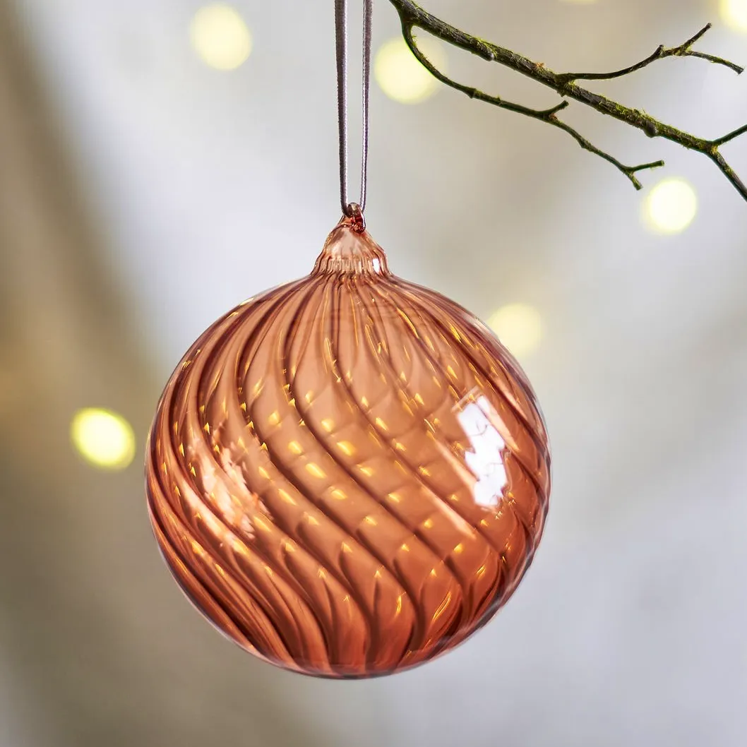 Avery Large Glass Bauble, Apricot - Set of 3 £27