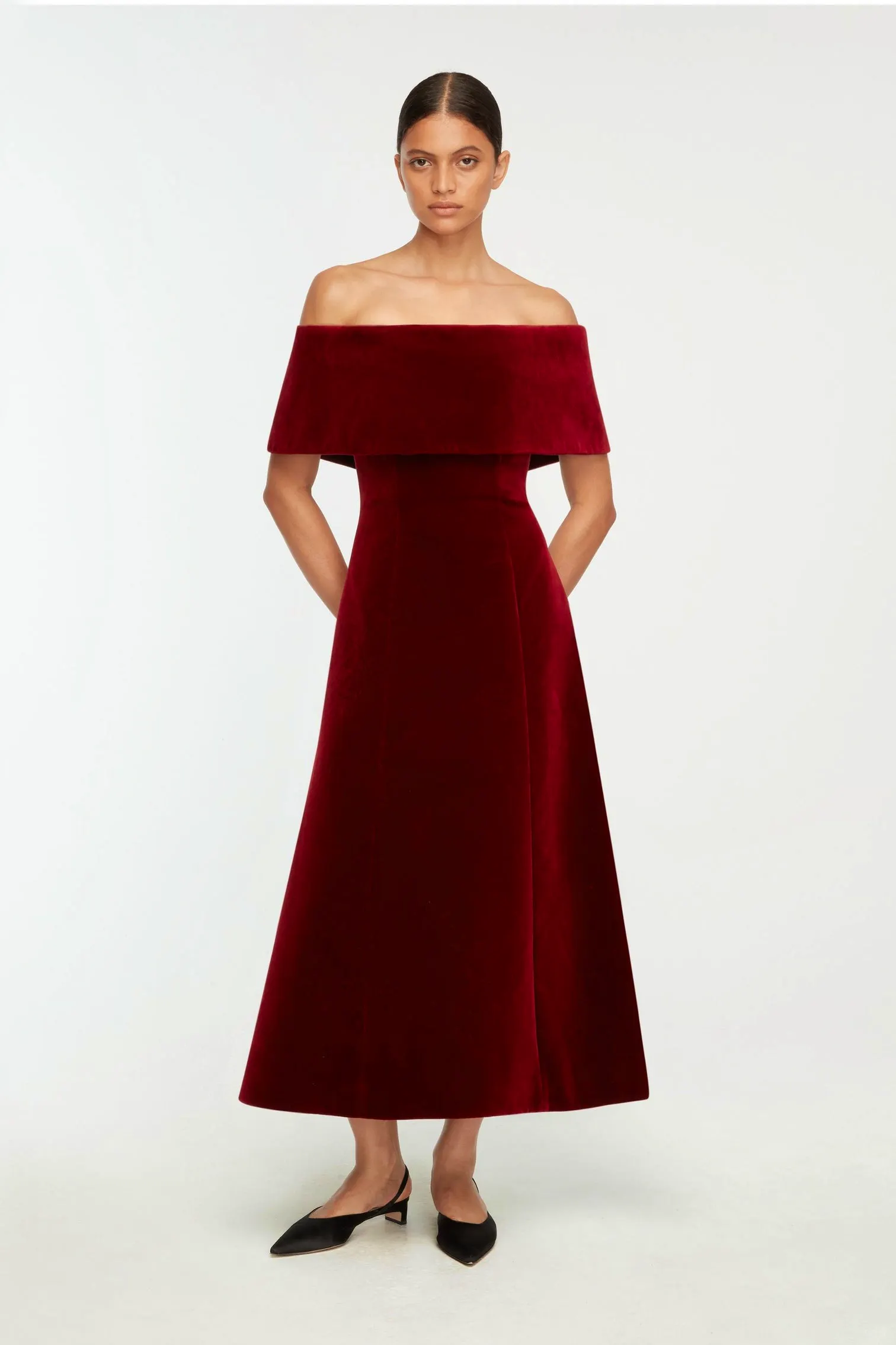 Emilia Wickstead Carita Dress In Burgundy Wind Velvet, £2,100