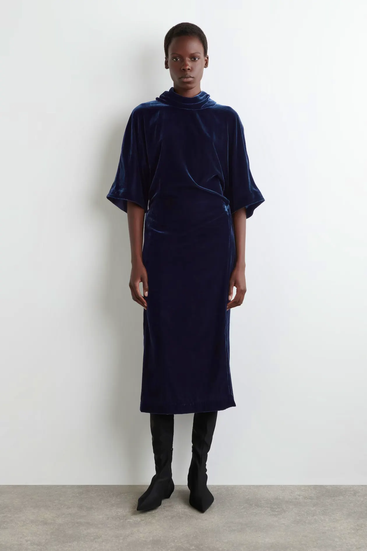 Cos Draped-Neck Velvet Midi Dress, £139