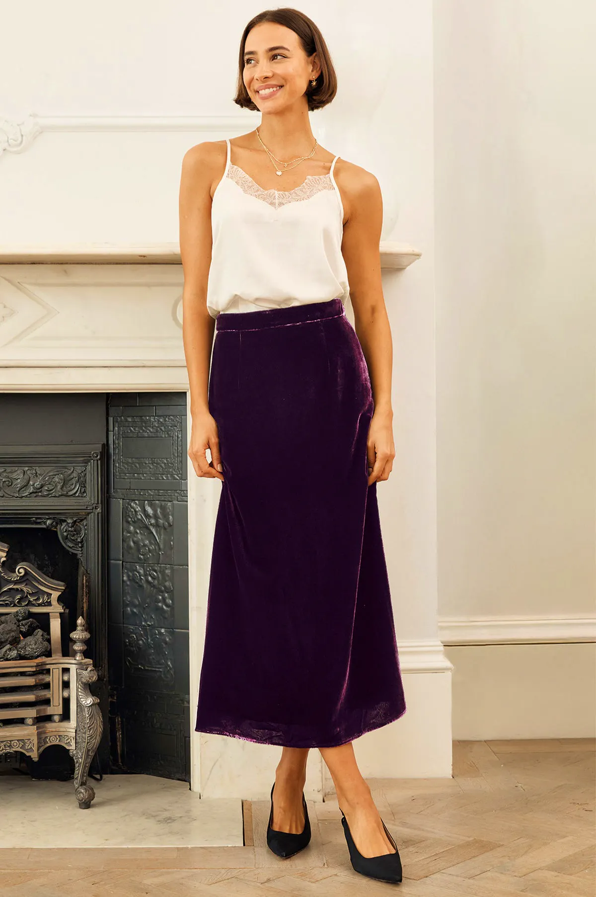 Aspiga Velvet Midi Skirt, £120