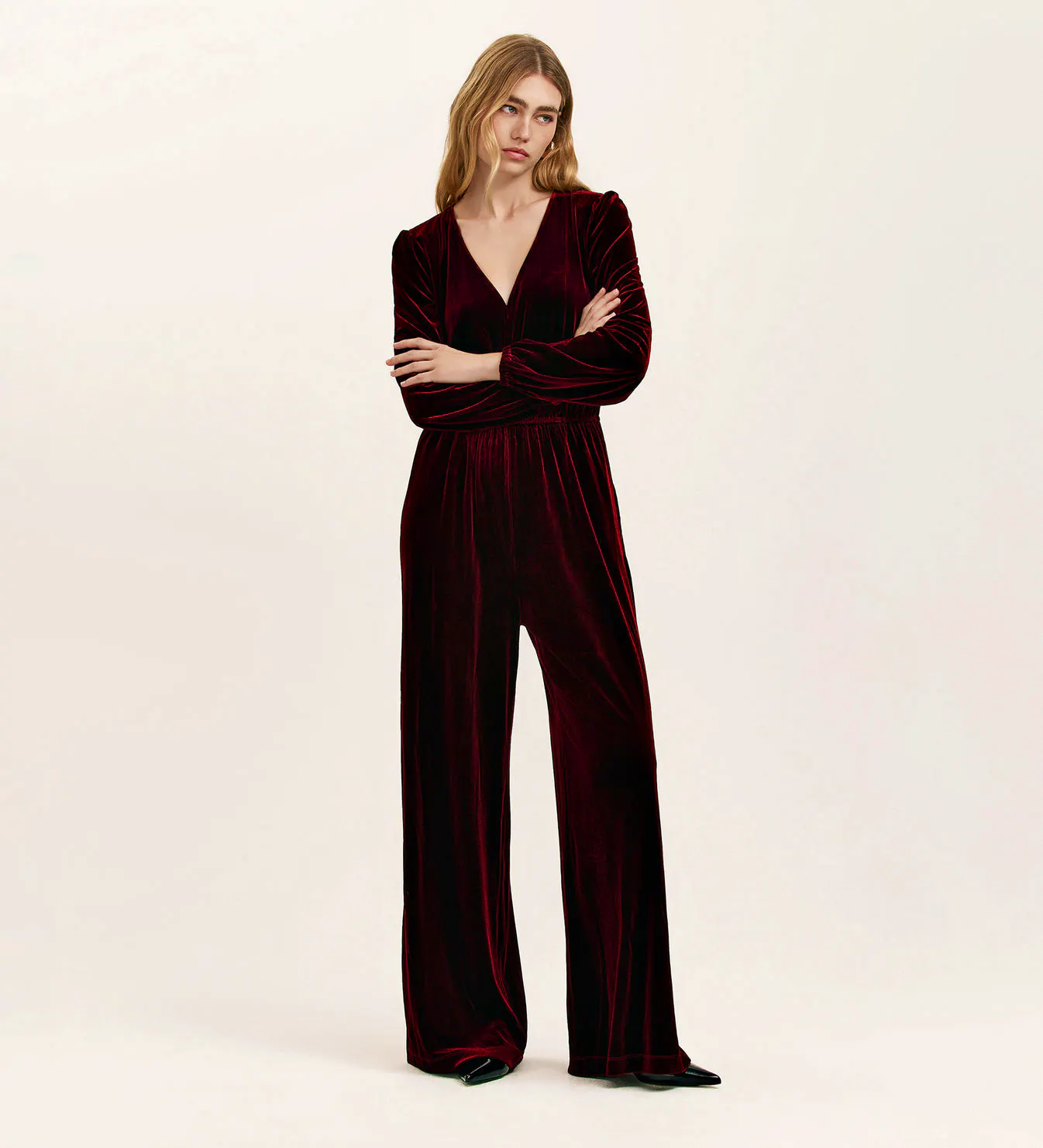 Finery Anna Burgundy Velvet Jumpsuit, £51.75
