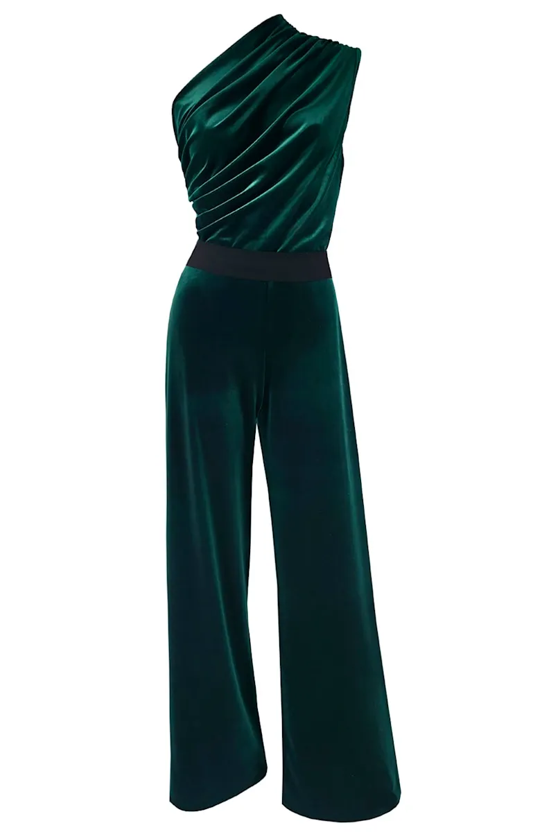 Wolf & Badger Off The Wall Green Velvet Jumpsuit, £200