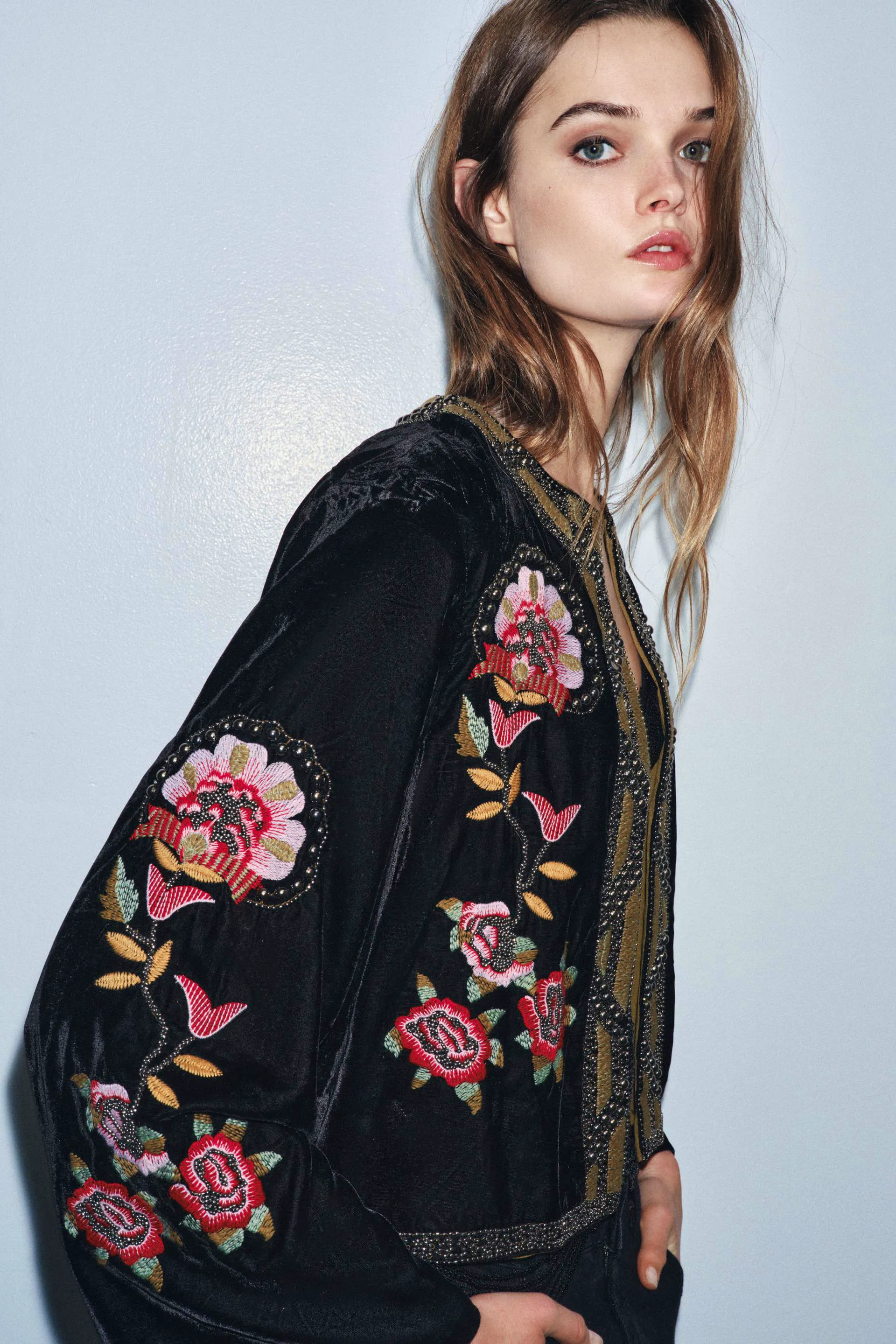 Zara Velvet Jacket With Floral Embroidery And Beads, £129