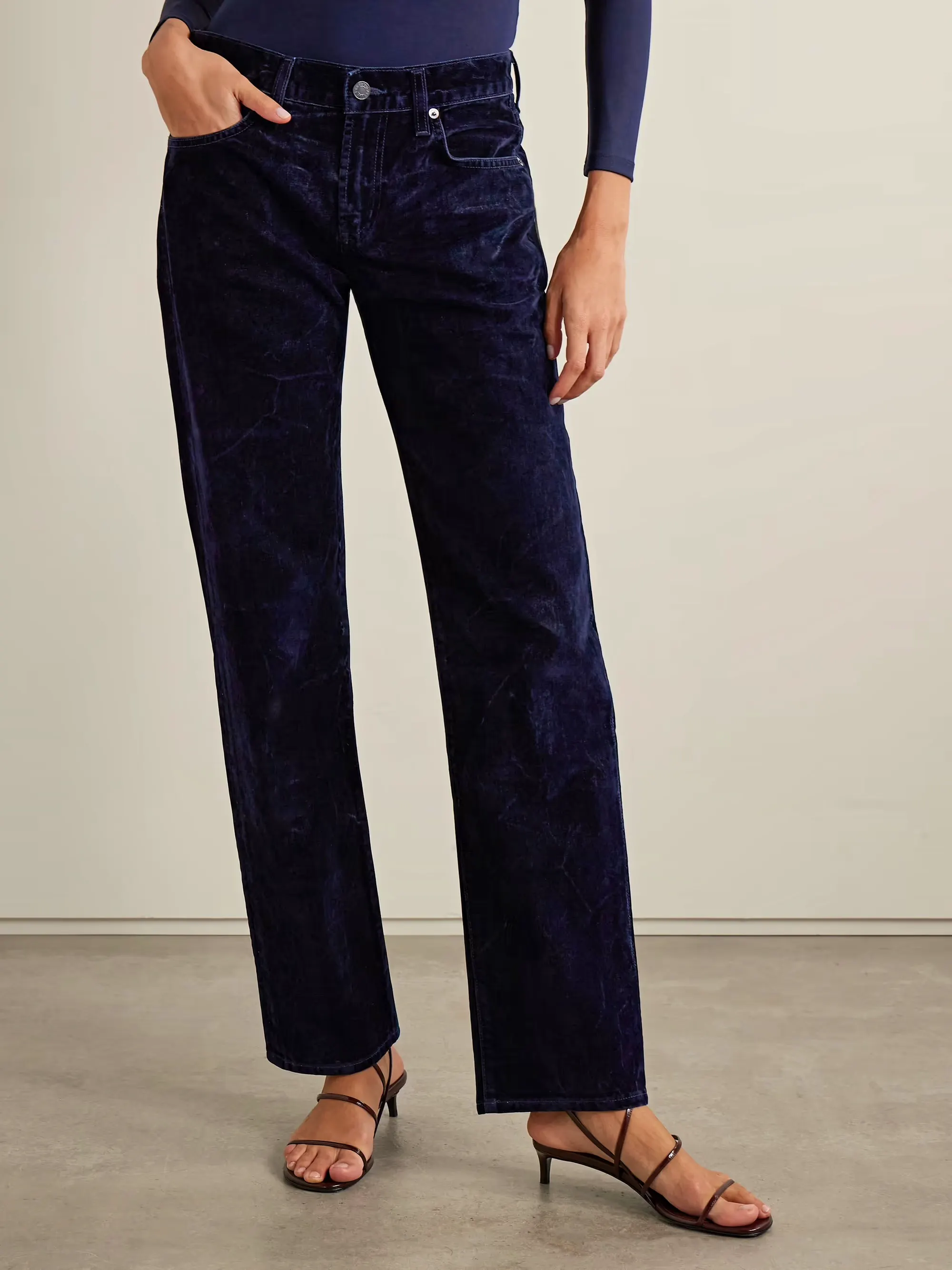Agolde Cotton-Blend Velvet Straight-Leg Pants, £340