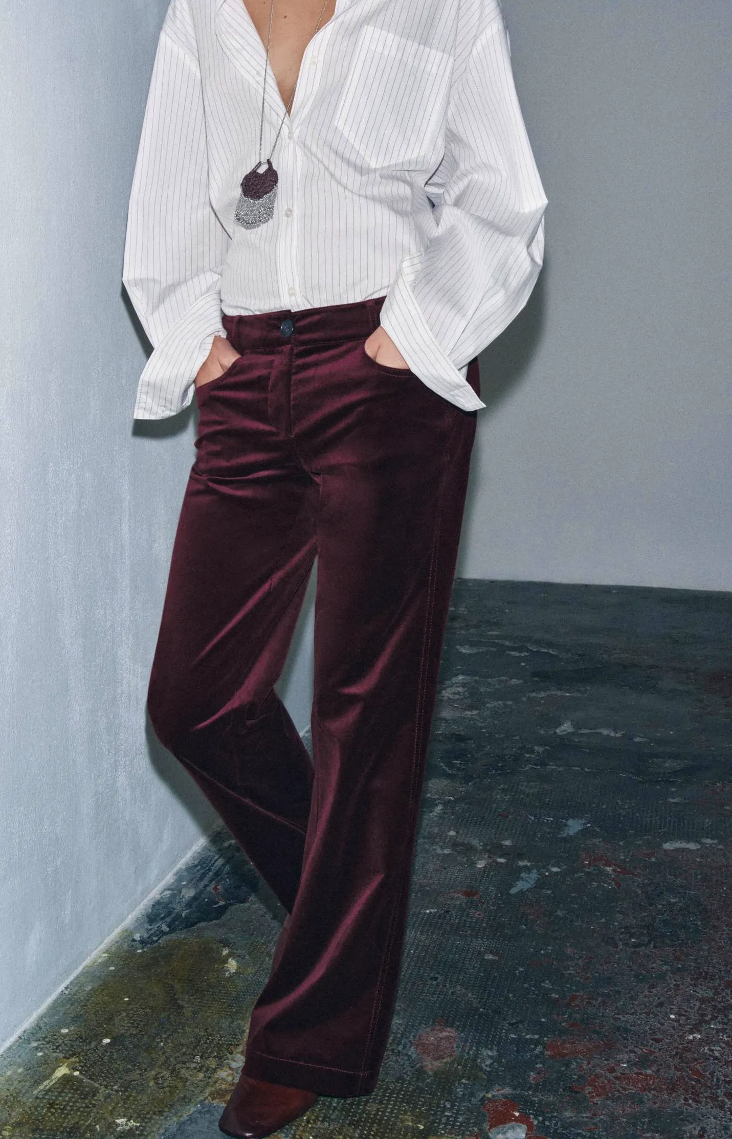 Zara Flare Velvet Trousers ZW Collection, £69.99