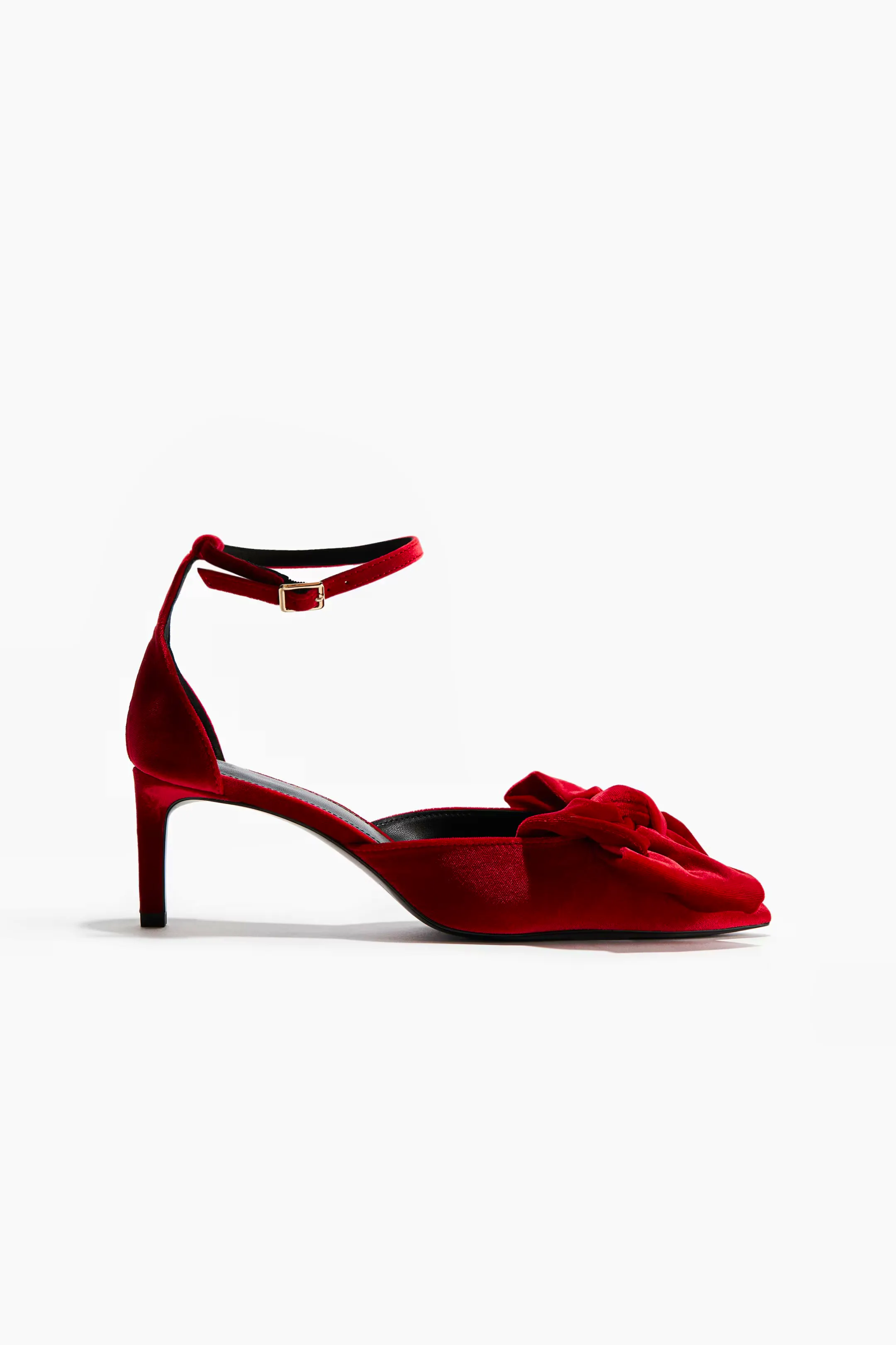 H&M Bow-Detail Velour Court Shoes, £27.99
