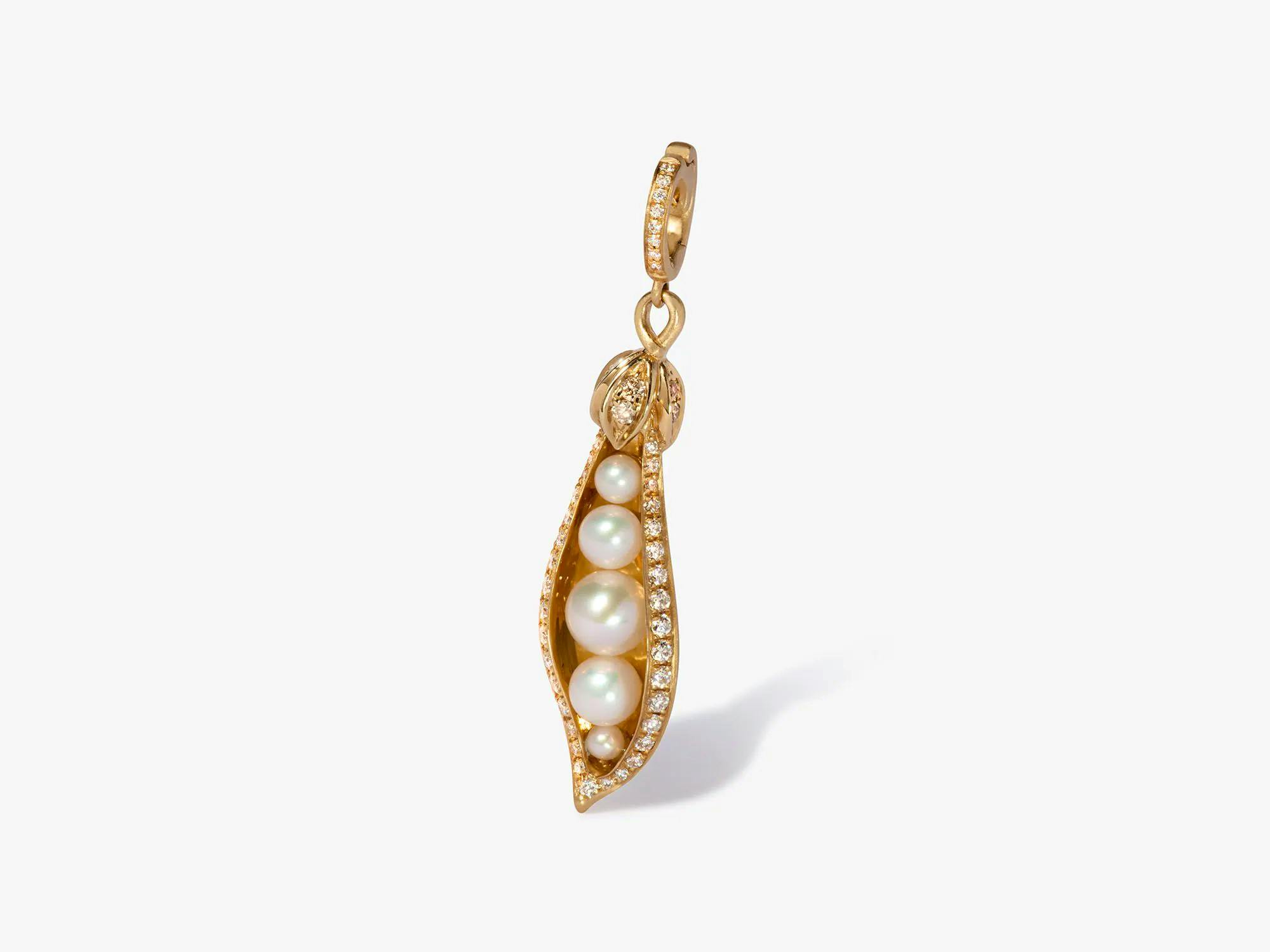 Pearl Peapod Seed Charm Pendant