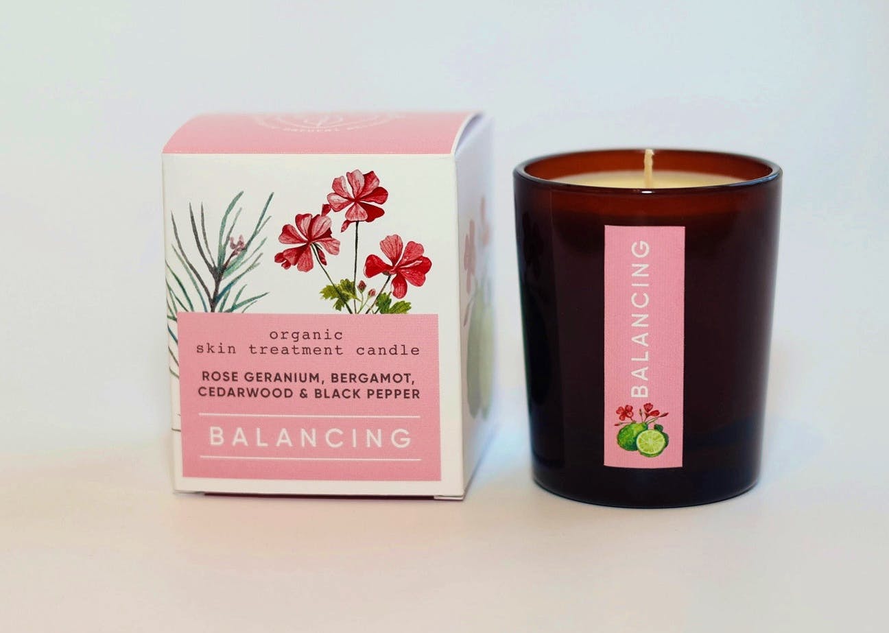 Balancing - Organic Rose Geranium, Bergamot, Cedarwood And Black Pepper Skin Treatment Candle