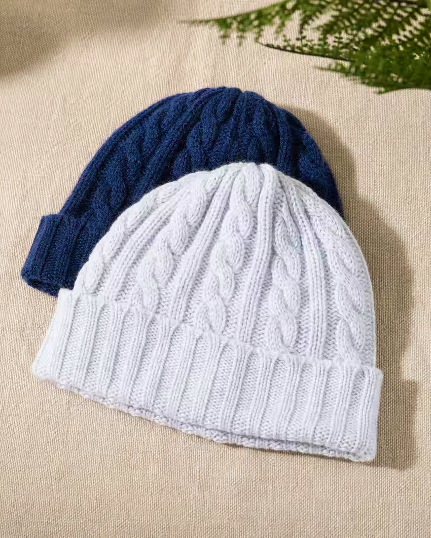 Cashmere Cable & Rib Hat £98 (was £175) NOT model shot pls