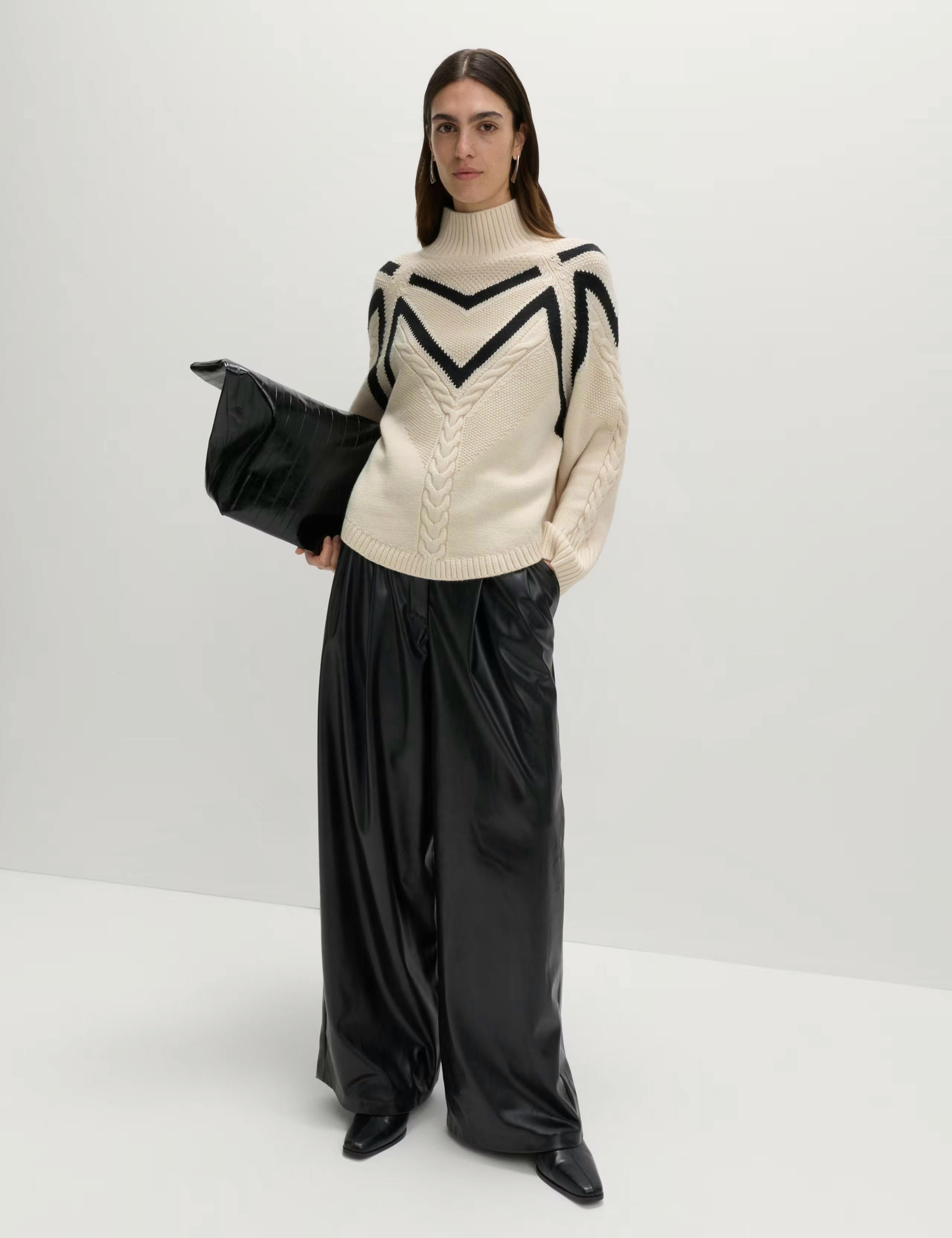 Textured Funnel Neck Jumper With Wool £27.50 (Was £55)