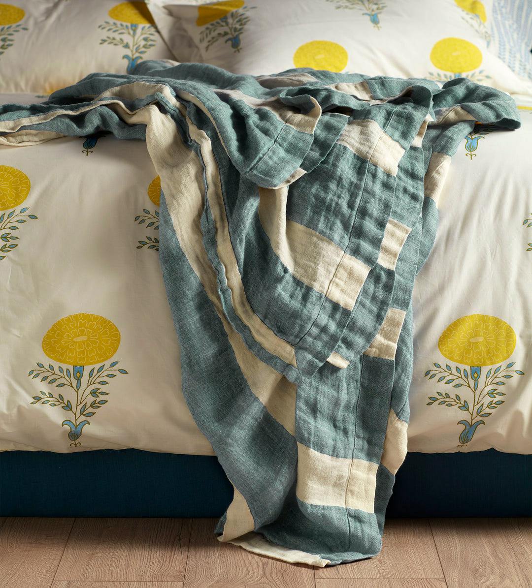 Molly Mahon Teal Stripe Cotton Linen Throw £79.50 (Was £159)