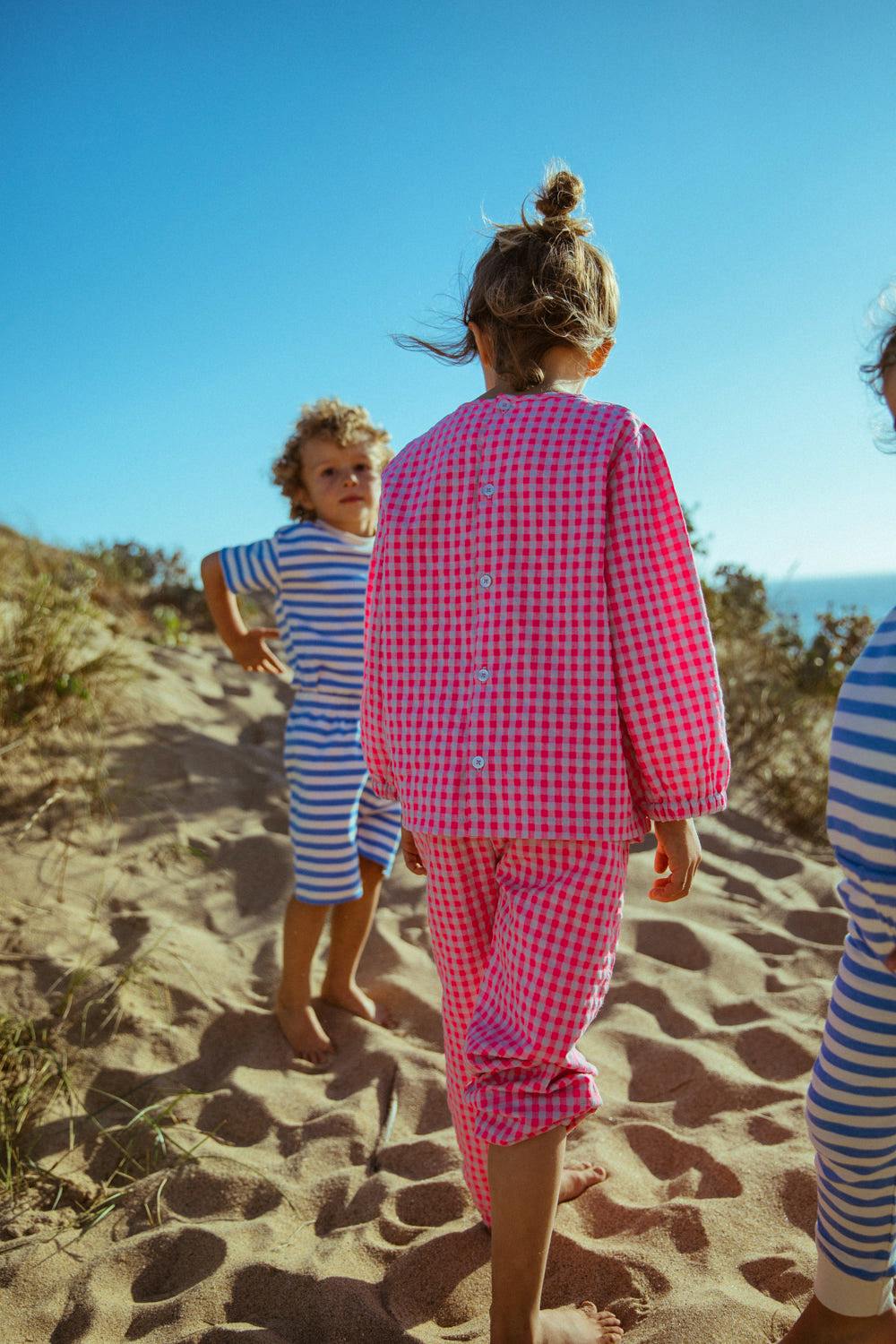 Kids Balloon Pyjama Set | Hot Pink Gingham £48 (Was £65)